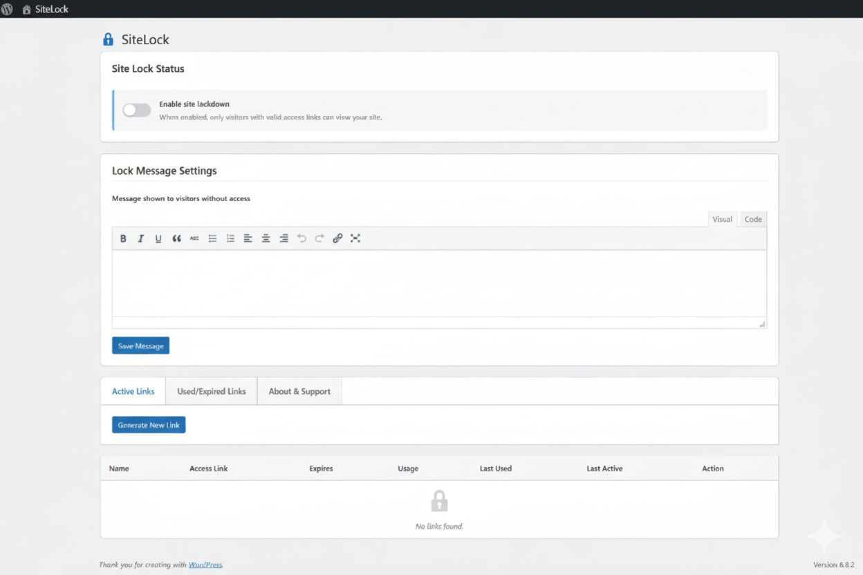 SiteLock Dashboard Interface